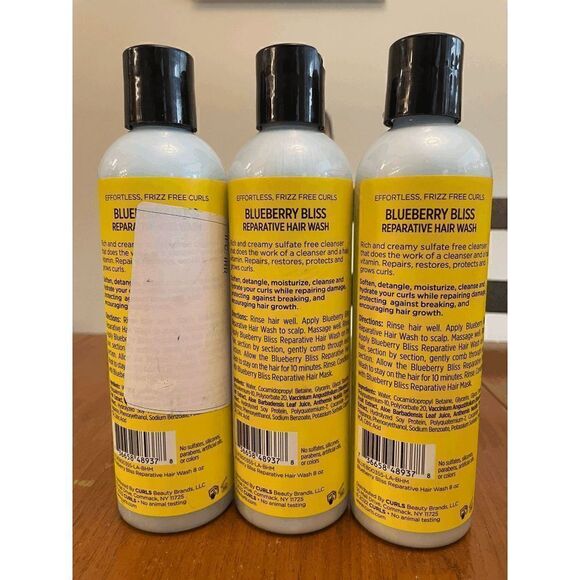Curls Blueberry Bliss Collection Reparative Hair Wash Cleanse Lot of 3 - Picture 2 of 2